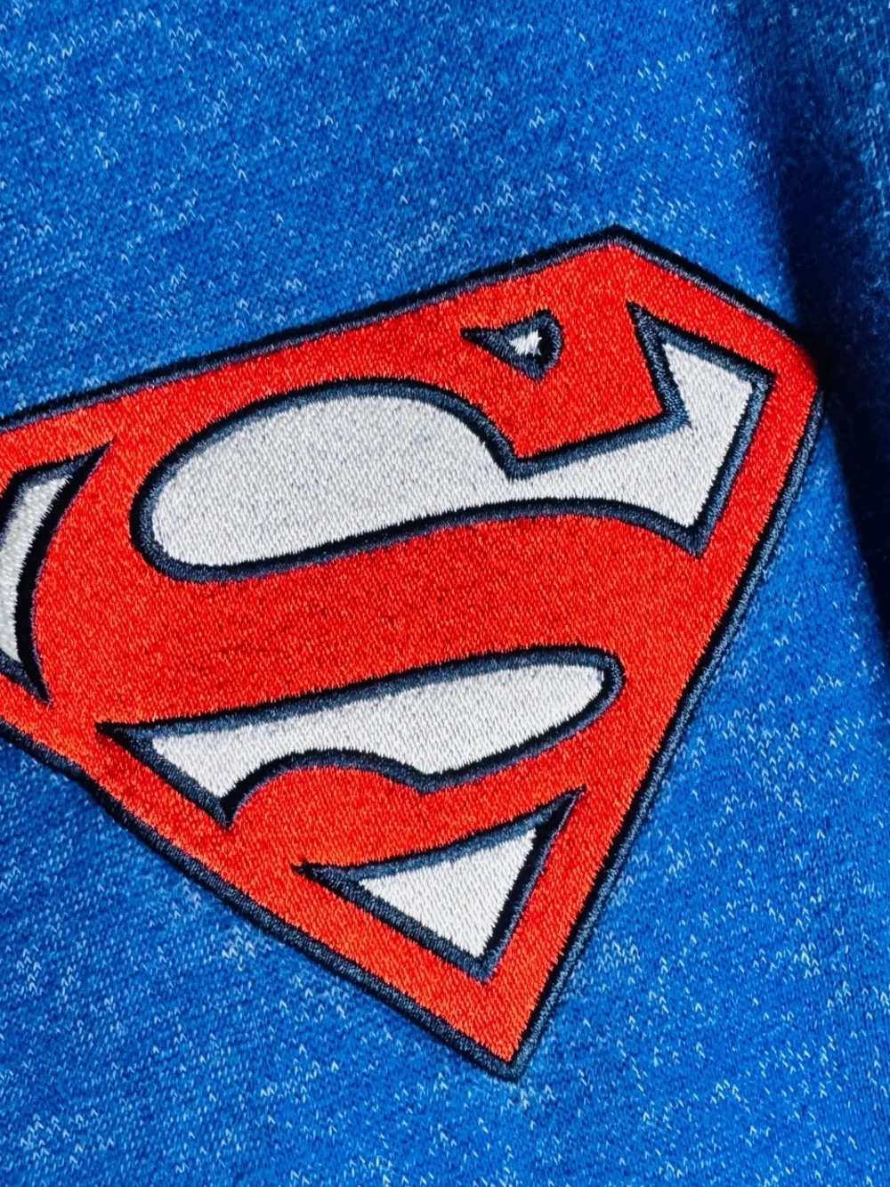 DC Comics Superman Varsity Letterman Jacket Blue Gray Snap Button Men's Small